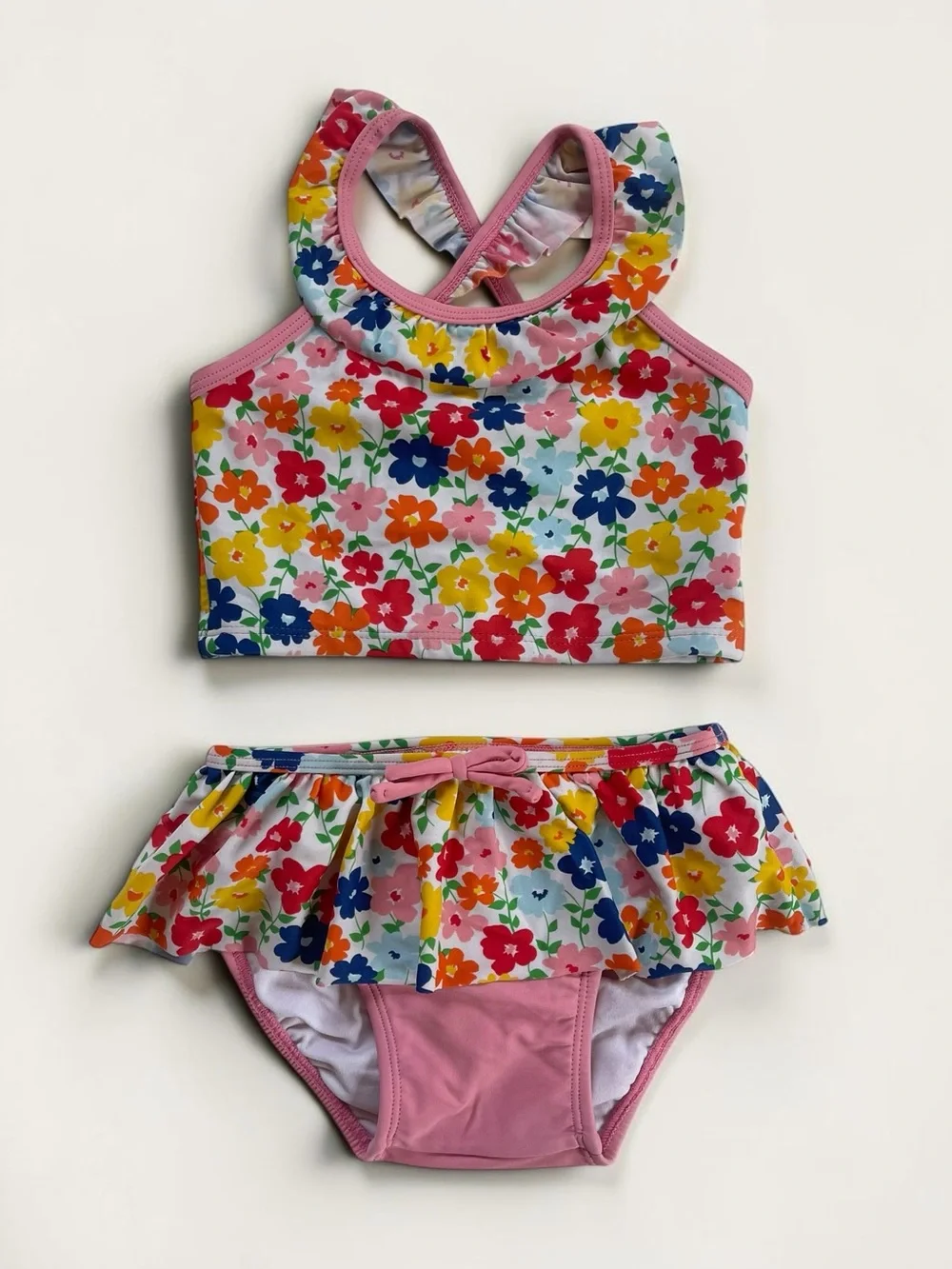 HANNA ANDERSSON VGUC Colorful Floral Ruffle 2PC Swimsuit